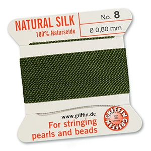 Hilo para enfilar seda natural Griffin &Oslash;0.8mm Oliva