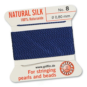 Hilo para enfilar seda natural Griffin &Oslash;0.8mm Azul oscuro