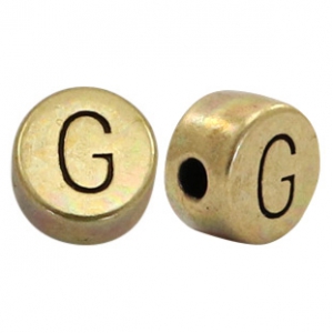 Abalorios letras met&aacute;licos DQ G bronce viejo (sin n&iacute;quel)