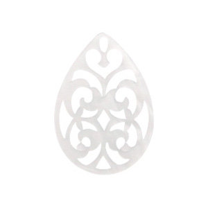 Colgantes de resina gota barok 38x27mm Blanco brillante
