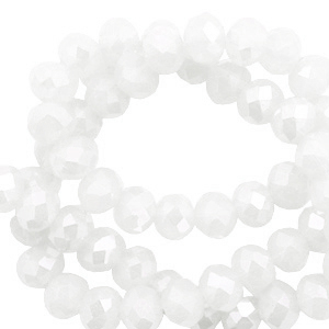 Abalorios faceteados 4x3 mm disco Blanco-cubierta pearl shine