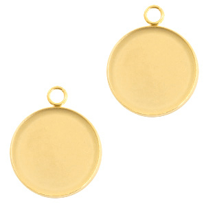 Fornituras acero inox  engaste / colgante para cabuch&oacute;n 20mm Dorado