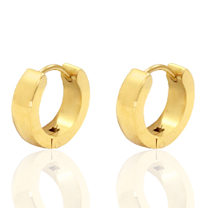 Pendientes Acero Inox Criolla plano 13mm Dorado
