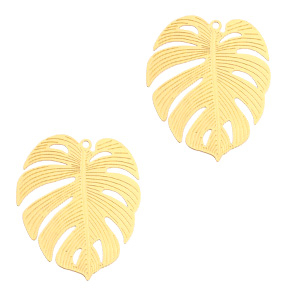 Colgantes bohemios hoja tropical Oro (sin n&iacute;quel)