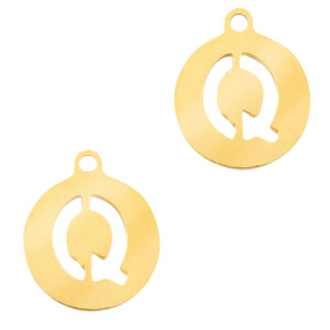 Colgantes acero inox 10mm moneda letra Q Dorado