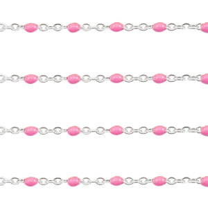 Fornituras Acero Inox cadena jasseron 1mm Fucsia-plateado
