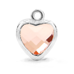 Colgantes de cristal coraz&oacute;n Rosa vintage-plateado