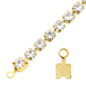 Fornituras TQ met&aacute;licas terminal para cadena strass 4mm Dorado