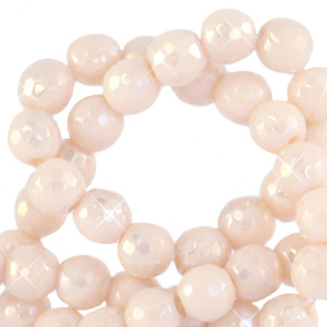 Piedras naturales 4mm redondas faceteadas crema beige marfil-cubierta AB
