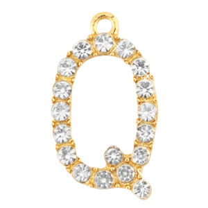 Colgantes met&aacute;licos Basic Quality strass letra Q Dorados