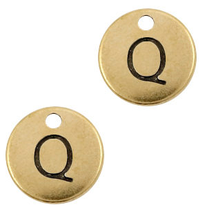 Colgantes met&aacute;licos DQ letra Q Bronce viejo (sin n&iacute;quel)