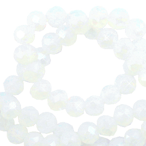 Abalorios faceteados disco 3x2mm Blanco brillante cristal-revestimiento pearl shine