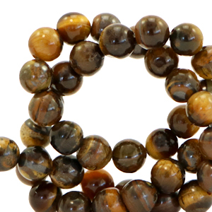 Piedras naturales Ojo de tigre 8mm Marr&oacute;n dorado