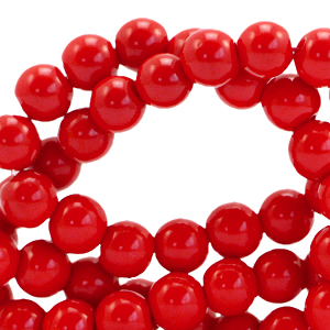 Abalorios de cristal 4 mm opaco Rojo pasi&oacute;n