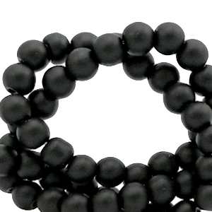 Abalorios de cristal 4 mm mate Negro