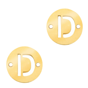 Colgantes acero inox entrepieza 10mm moneda letra D Dorado
