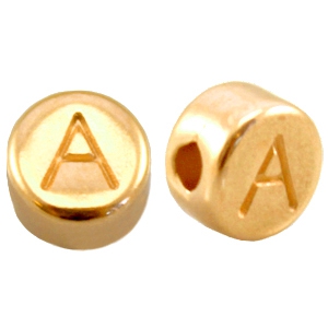 Abalorios letras met&aacute;licos DQ A Dorado (sin n&iacute;quel)