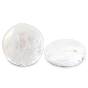 BQ Perlas de agua dulce moneda Blanco nacar