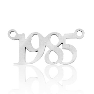 Colgantes/entrepieza de Acero Inox a&ntilde;o 1985 Plateado