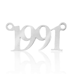 Colgantes/entrepieza de Acero Inox a&ntilde;o 1991 Plateado