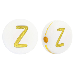 Abalorios letras acr&iacute;licas Z Blanco-dorado