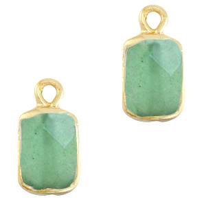 Colgantes de piedra natural rect&aacute;ngulo Verde oc&eacute;ano-dorado