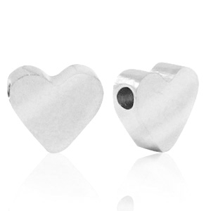 Abalorios Acero Inox coraz&oacute;n Plateado