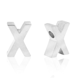 Abalorios Acero Inox letra X Plateado