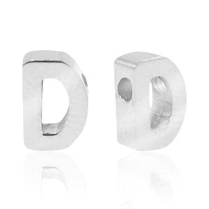 Abalorios Acero Inox letra D Plateado