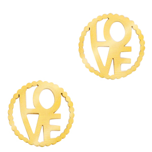 Colgantes/entrepieza Acero Inox "LOVE" Dorado