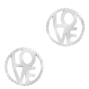 Colgantes/entrepieza Acero Inox "LOVE" Plateado
