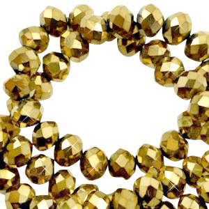 Abalorios faceteados disco 4x3 mm Cristal dorado met&aacute;lico