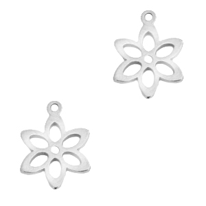 Colgantes Acero Inox flor Plateado