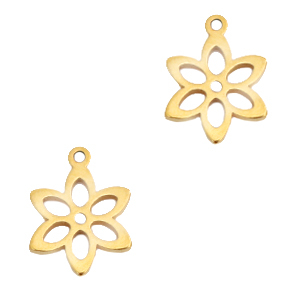 Colgantes Acero Inox flor Dorado