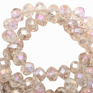 Abalorios faceteados 6x4 mm champagne- cubierta diamond shine