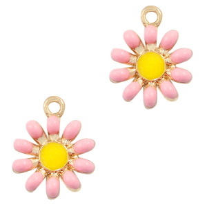 Colgantes met&aacute;licos Basic Quality flor Dorado-rosa