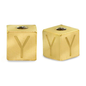 Abalorios Acero Inox letra Y Dorado