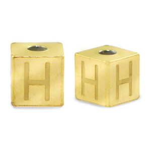 Abalorios Acero Inox letra H Dorado