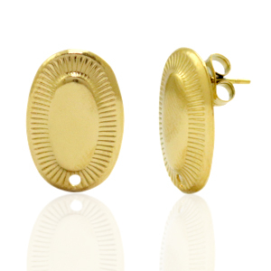 Pendientes Acero Inox &oacute;valo con anilla Dorado