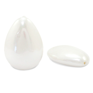 Concha n&aacute;car brillante abalorios gota Blanco