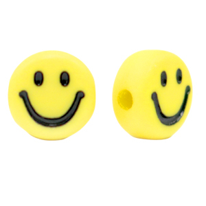 Abalorios letras acr&iacute;licas smiley Amarillo-negro