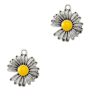 Colgantes met&aacute;licos DQ Margarita Plata vieja-Amarillo tropical (sin n&iacute;quel)