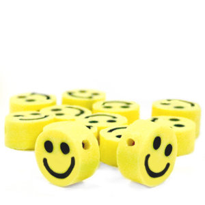 Abalorios pol&iacute;mero Smiley Amarillo