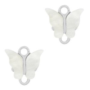 Colgantes de resina entrepieza mariposa Plateado-blancuzco
