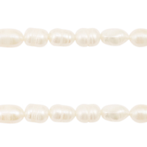 BQ Perlas de agua dulce grano de arroz 8x6mm Blanco natural
