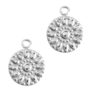 Colgantes acero inox flor Plateado