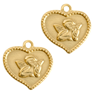 Colgantes acero inox coraz&oacute;n Dorado