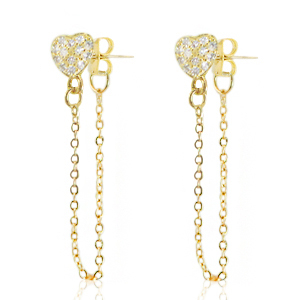 Metal TQ lat&oacute;n pendiente coraz&oacute;n con cadena Dorado-cristal