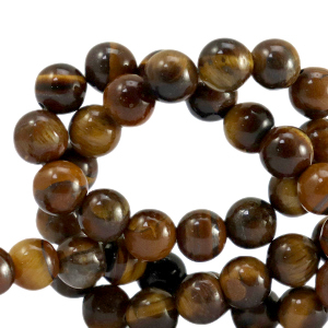 Piedras naturales Ojo de tigre 8mm Marr&oacute;n dorado