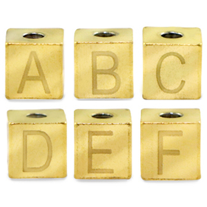 Abalorios letras Acero Inox alfabeto Dorado